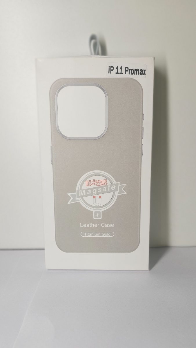 Capa MagSafe Leather Case para iPhone 11 Pro Max Titanium Gold