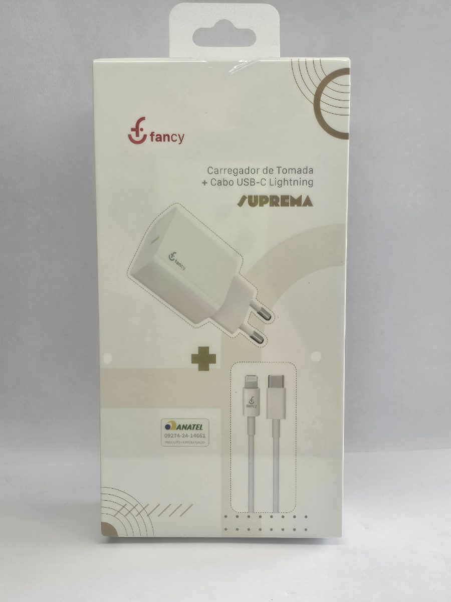 Carregador de Tomada Fancy Suprema + Cabo USB-C Lightning
