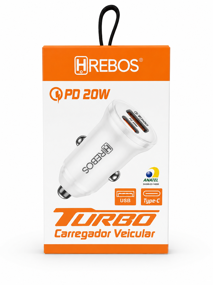 Hrebos Turbo Carregador Veicular PD 20W