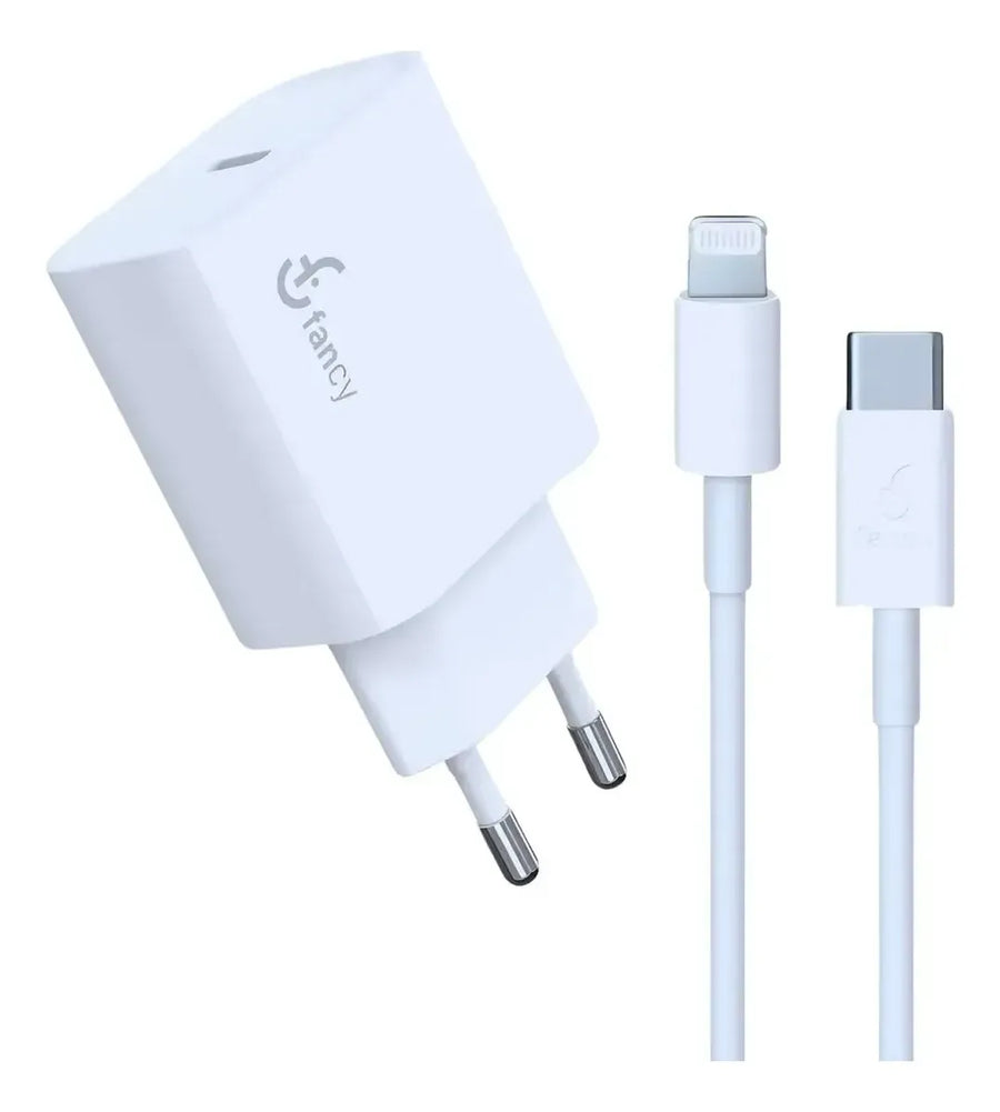 Carregador de Tomada Fancy Suprema + Cabo USB-C Lightning