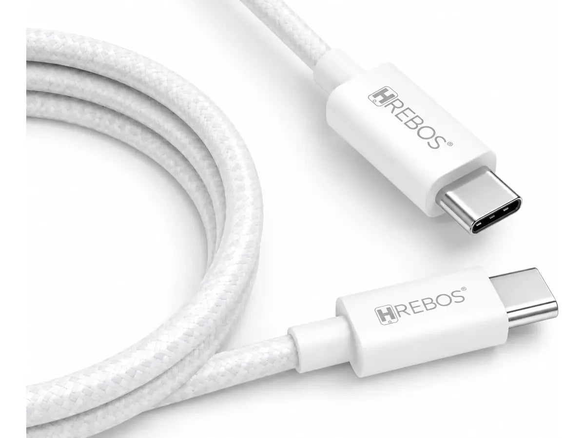 Hrebos Cabo Solid White Dual Type C CB-603C
