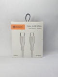 Hrebos Cabo Solid White Dual Type C CB-603C