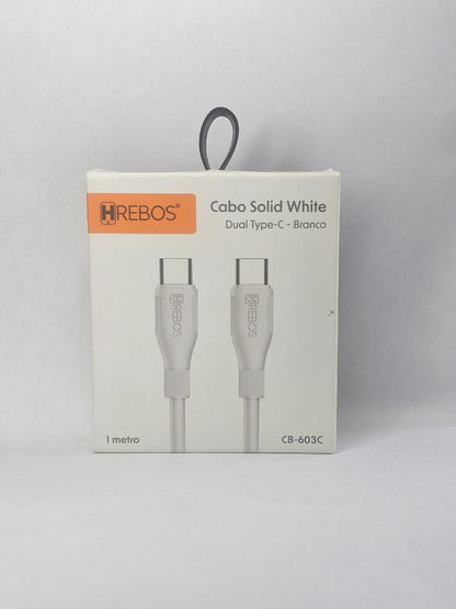 Hrebos Cabo Solid White Dual Type C CB-603C