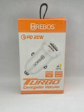 Hrebos Turbo Carregador Veicular PD 20W