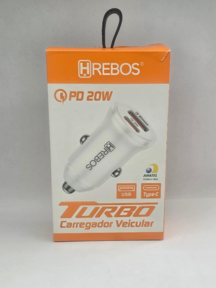 Hrebos Turbo Carregador Veicular PD 20W
